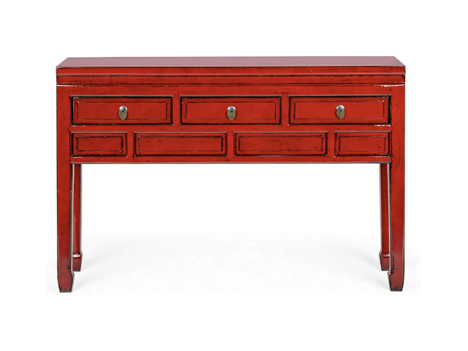 Console en bois d'orme rouge 3 tiroirs Juan 128cm