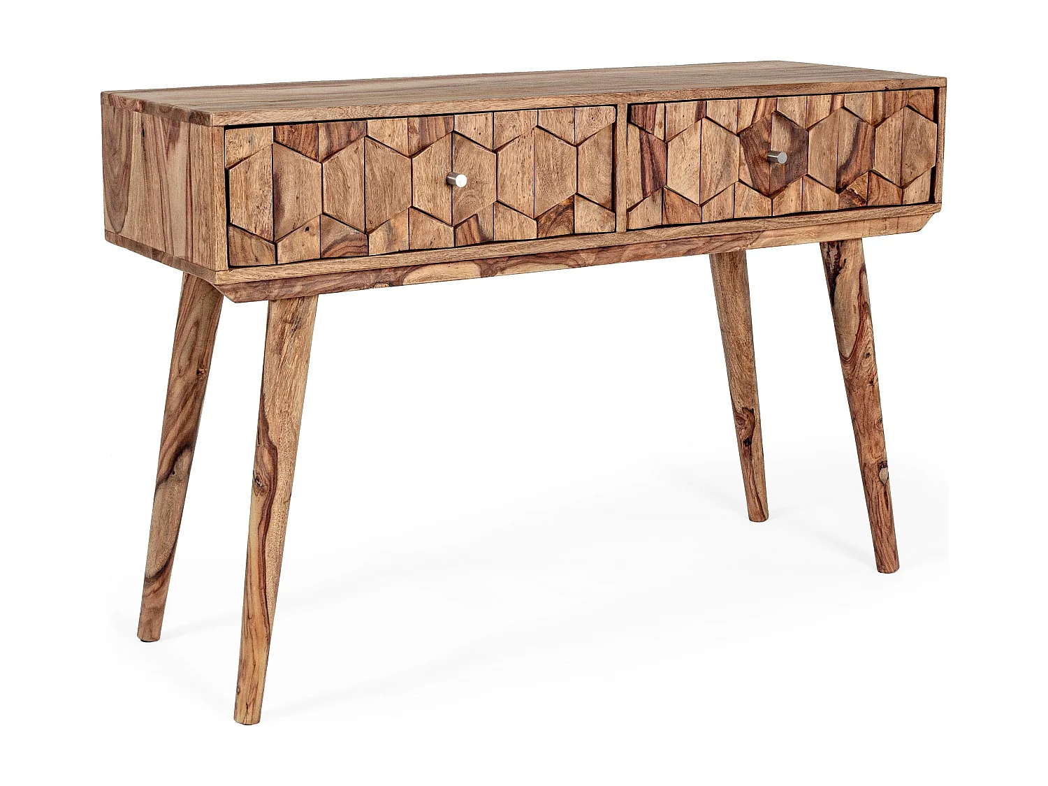Console 2 tiroirs en bois de sheesham naturel Kany 113cm