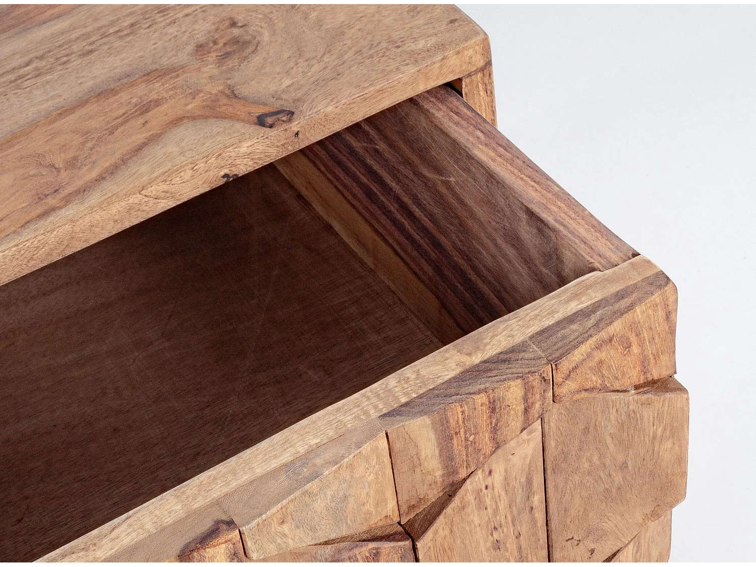 Console 2 tiroirs en bois de sheesham naturel Kany 113cm