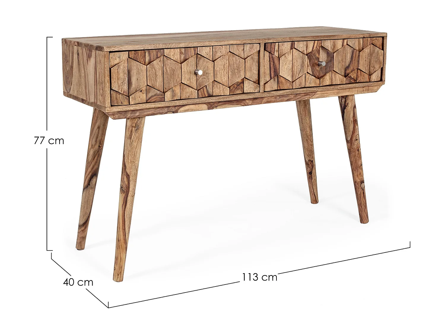 Console 2 tiroirs en bois de sheesham naturel Kany 113cm