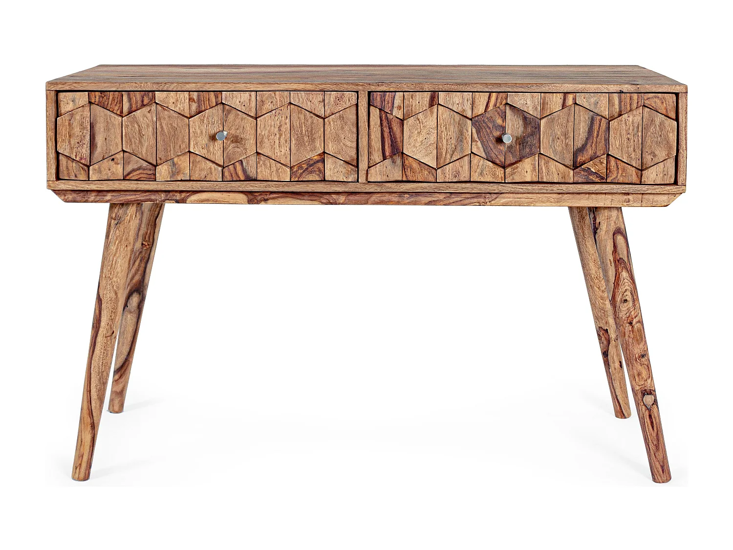 Console 2 tiroirs en bois de sheesham naturel Kany 113cm