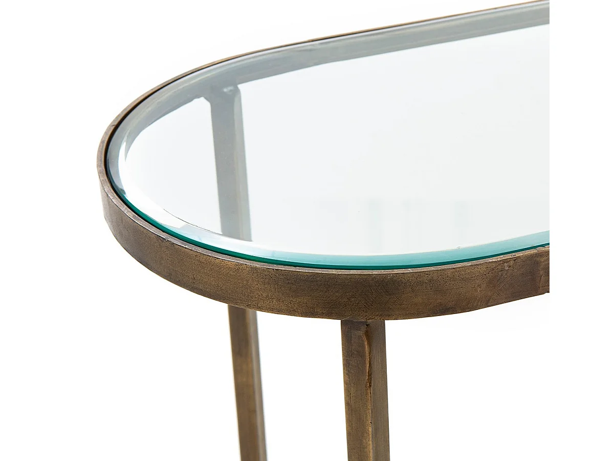 Console verre trempé marbre blanc et pieds métal doré Sia 122cm