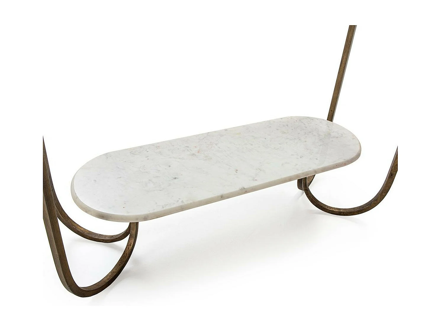 Console verre trempé marbre blanc et pieds métal doré Sia 122cm