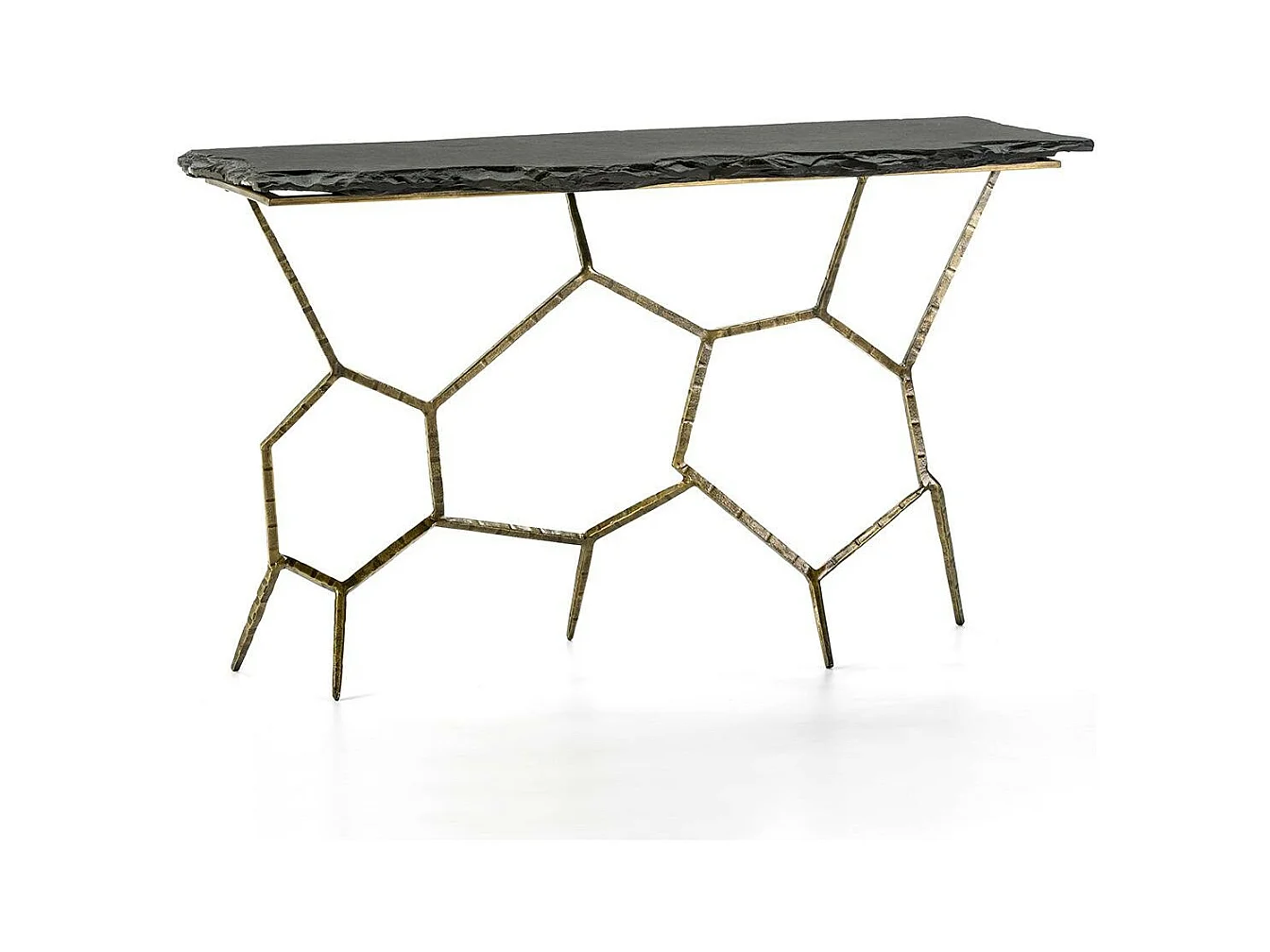 Console pierre noir et métal doré Gina