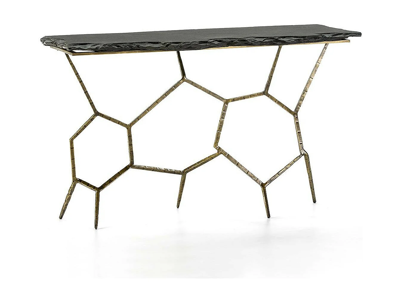 Console pierre noir et métal doré Gina