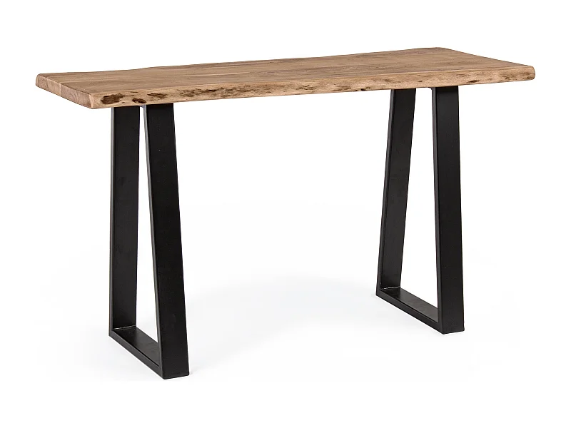 Amaly acaciahouten consoletafel en zwart stalen poten 130 cm