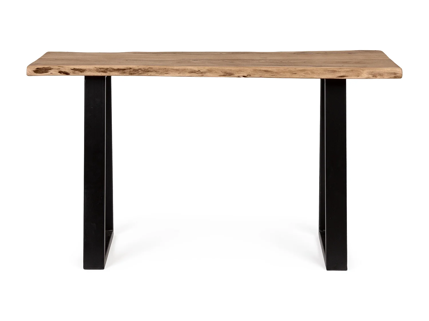 Table console bois d'acacia et pieds acier noir Amaly 130cm