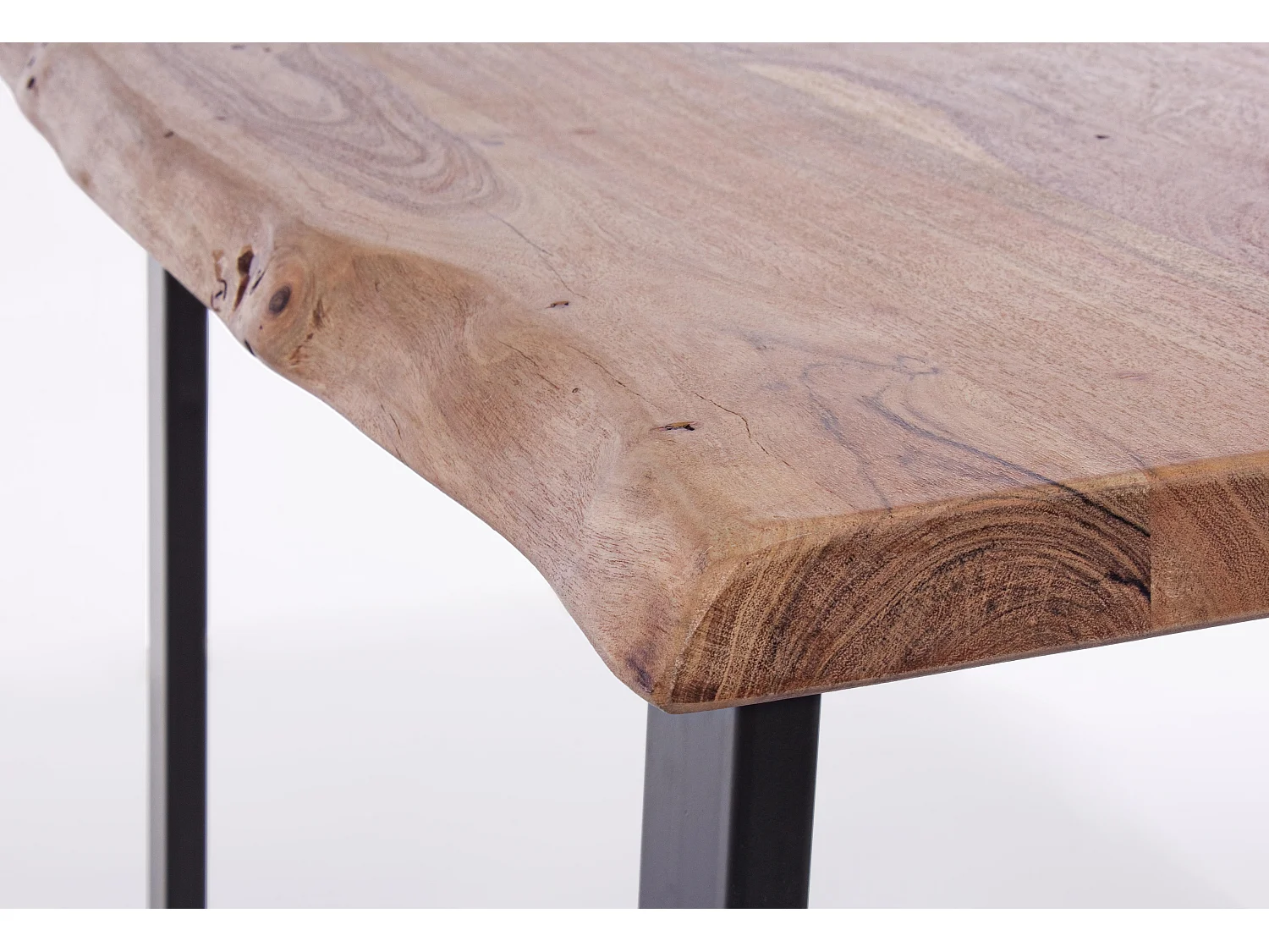 Table console bois d'acacia et pieds acier noir Amaly 130cm