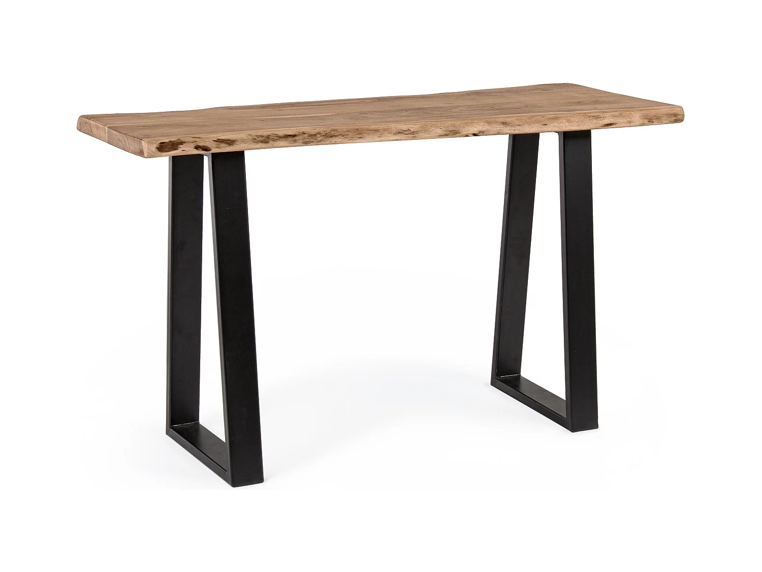 Table console bois d'acacia et pieds acier noir Amaly 130cm
