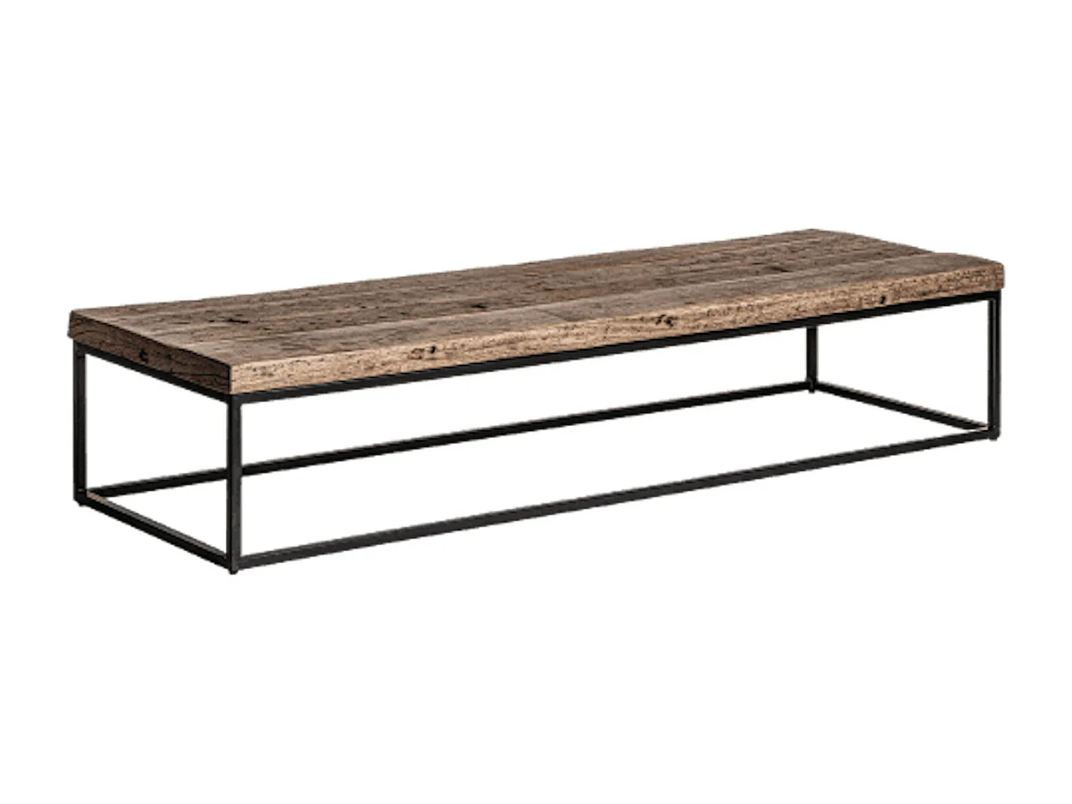 Table basse rectangulaire bois massif recyclé et acier noir Wader 180cm