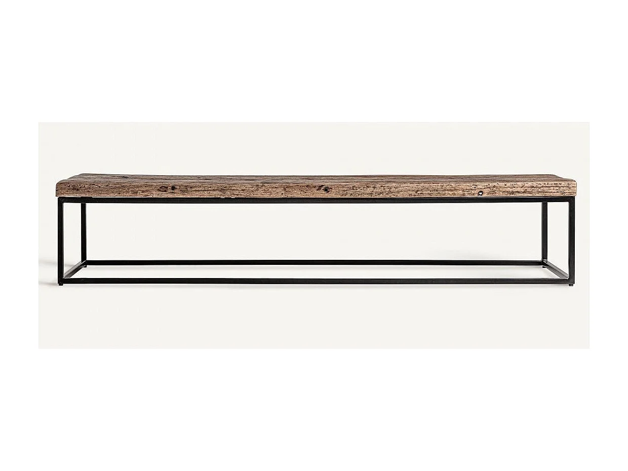Table basse rectangulaire bois massif recyclé et acier noir Wader 180cm