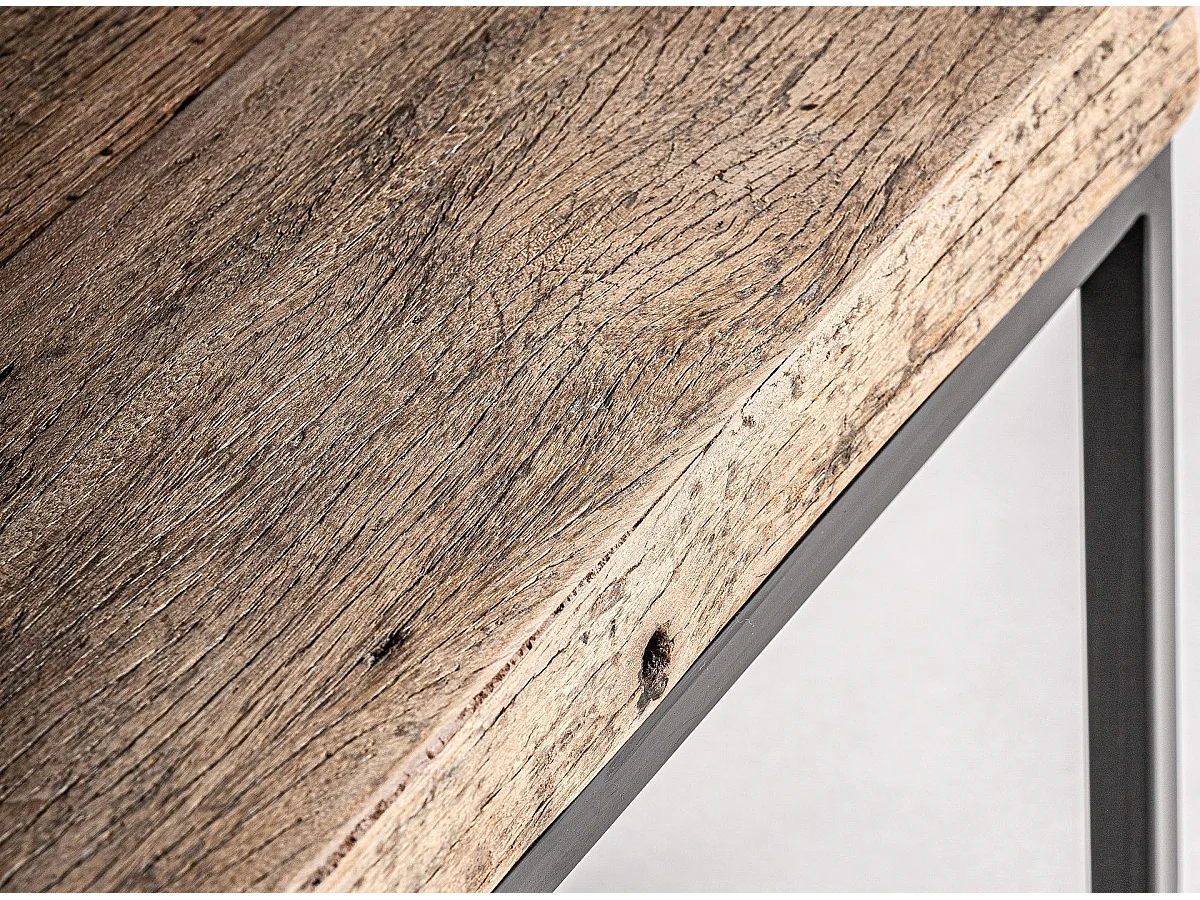 Table basse rectangulaire bois massif recyclé et acier noir Wader 180cm