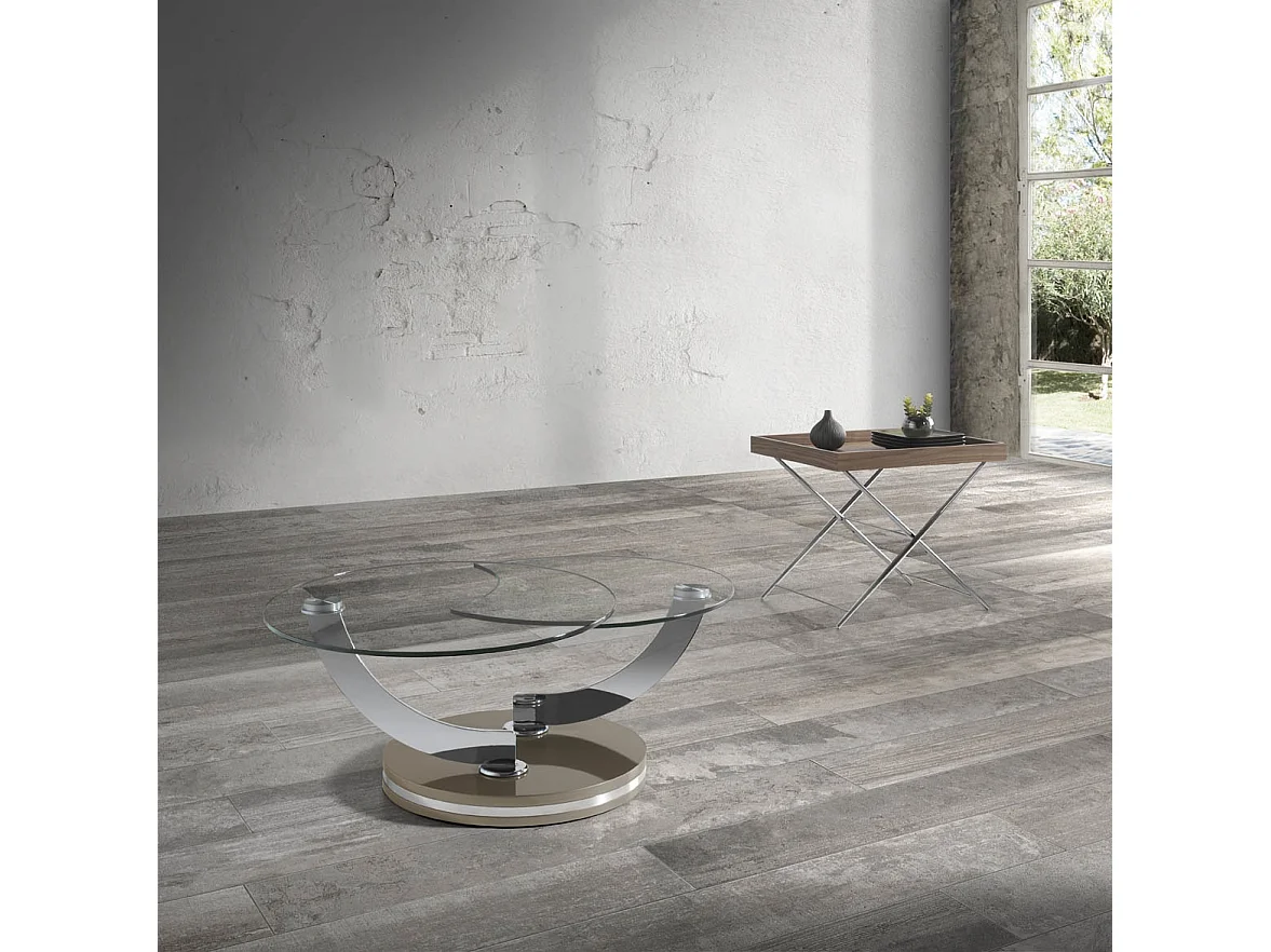 Table basse laquée noir articulée avec mécanisme pivotant synchronisé Modena