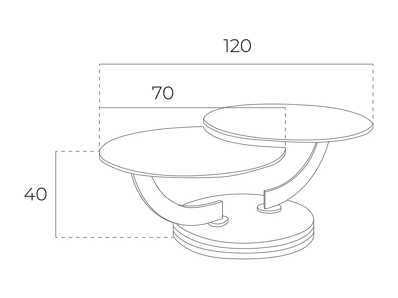 Table basse laquée noir articulée avec mécanisme pivotant synchronisé Modena