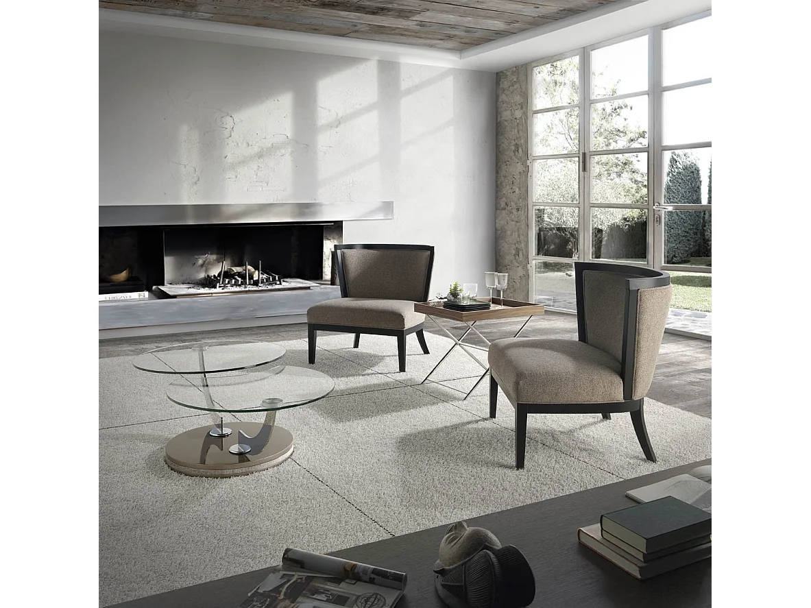 Table basse laquée noir articulée avec mécanisme pivotant synchronisé Modena