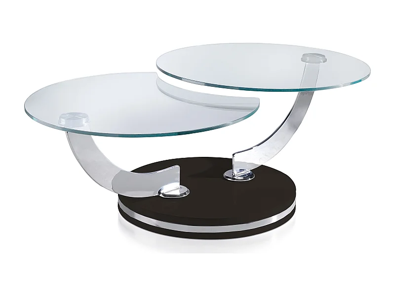 Table basse laquée noir articulée avec mécanisme pivotant synchronisé Modena