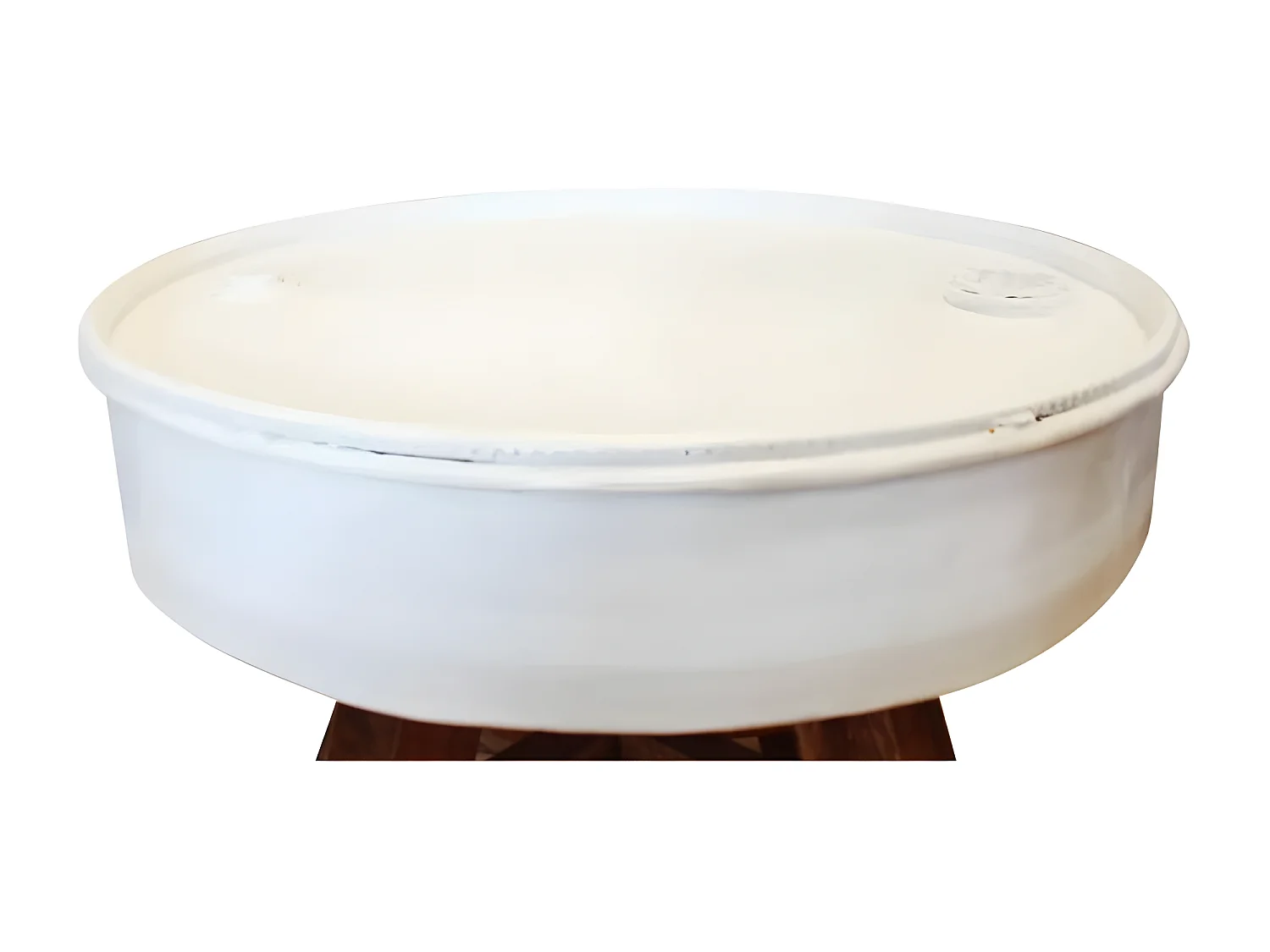 Table basse ronde bois massif recyclé et métal blanc Pury