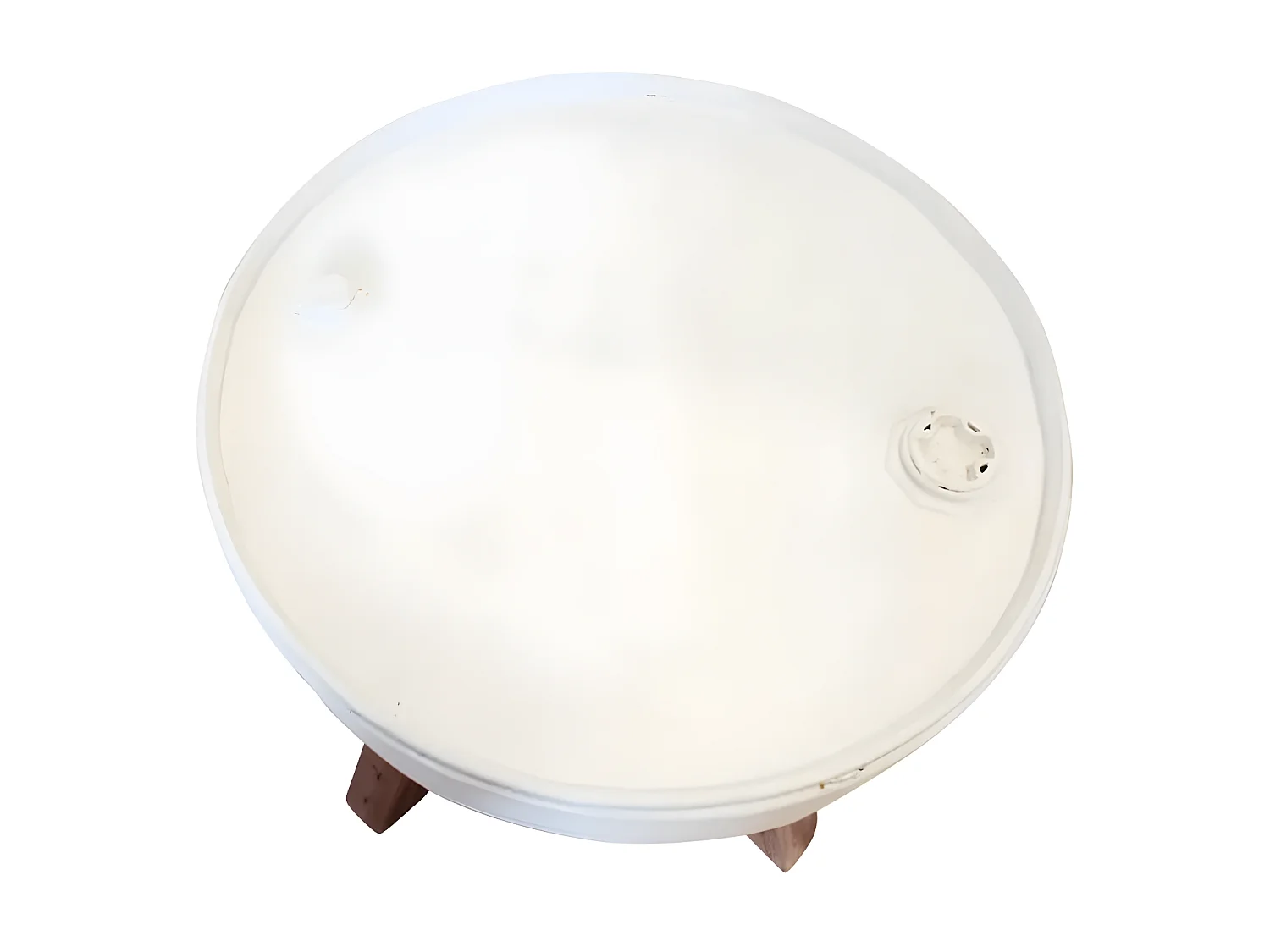 Table basse ronde bois massif recyclé et métal blanc Pury