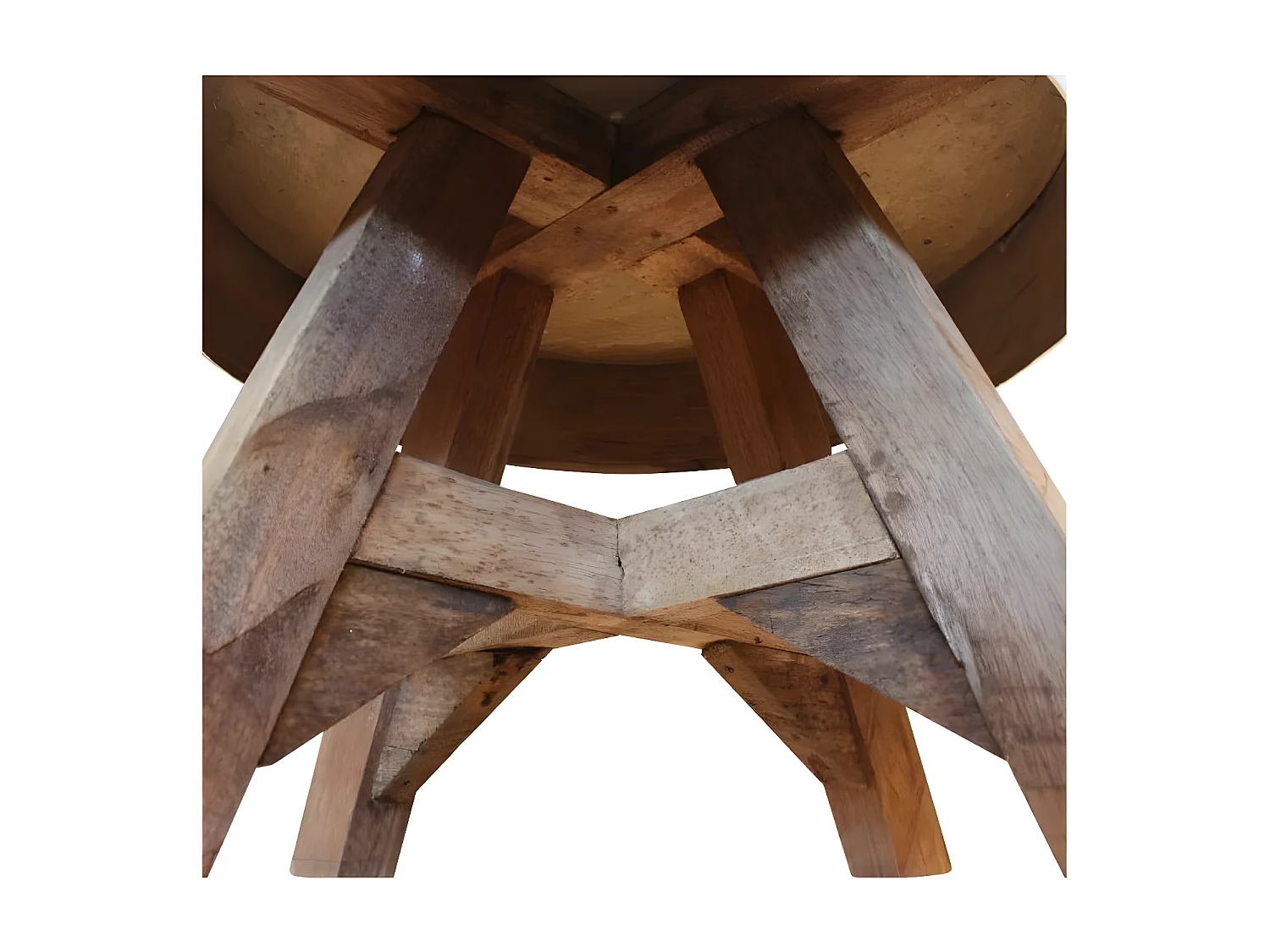 Table basse ronde bois massif recyclé et métal blanc Pury