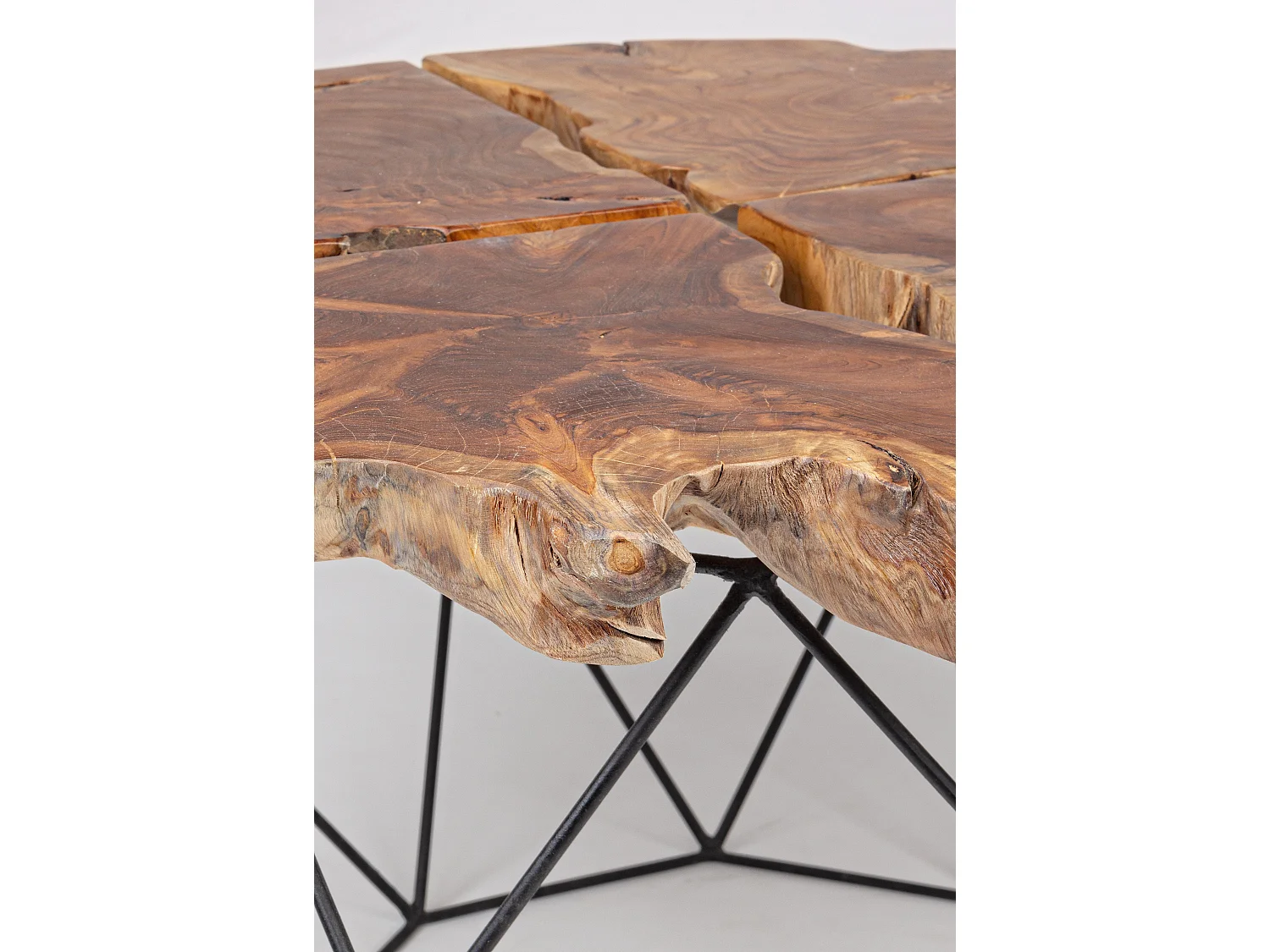 Table basse en bois teck et pieds acier noir Ada L 80cm