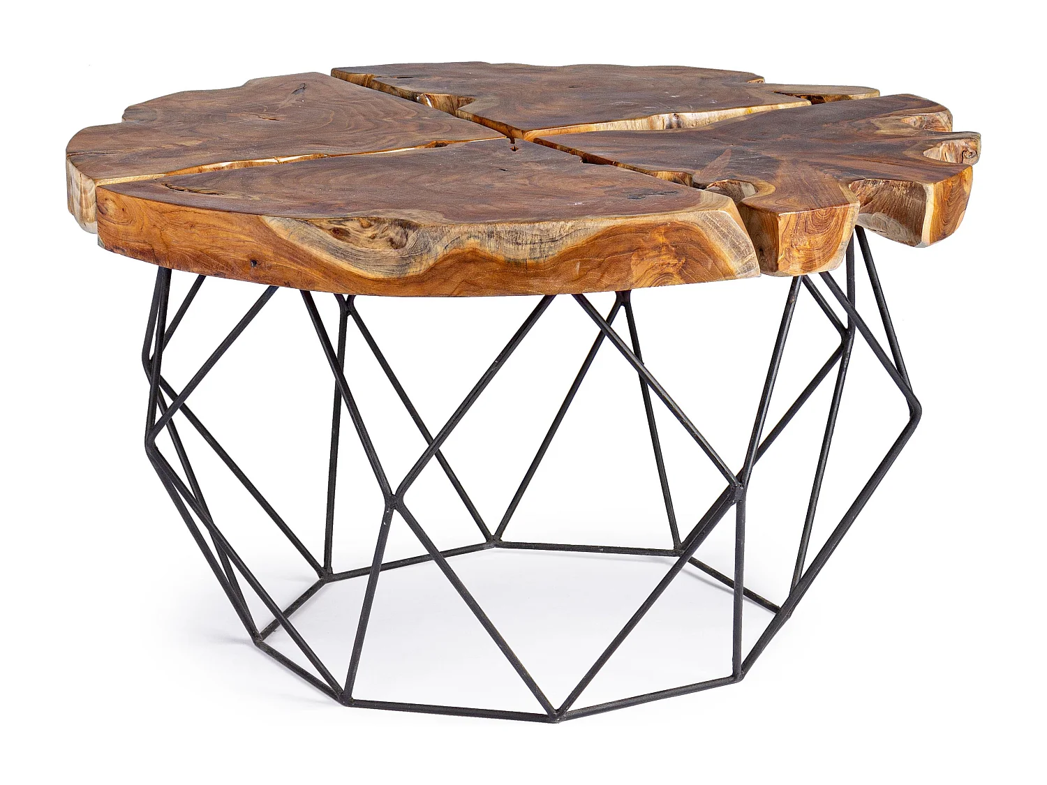 Teakhouten salontafel en zwart stalen poten Ada L 80 cm