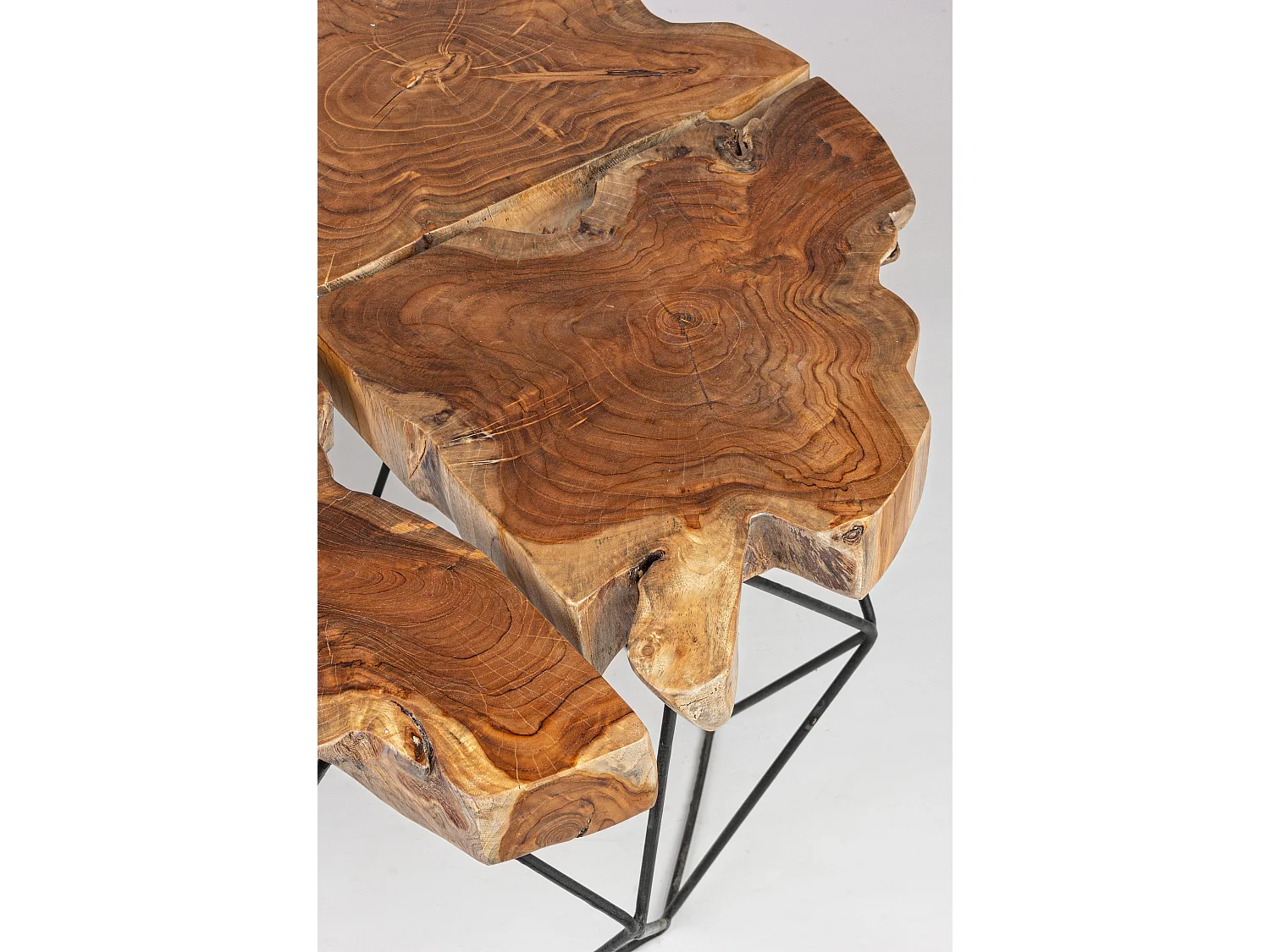 Teakhouten salontafel en zwart stalen poten Ada L 80 cm