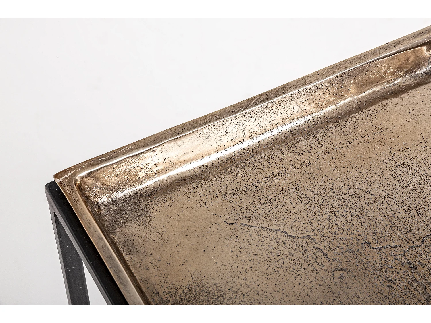 Table basse carrée aluminium vieillie Amina - Lot de 3