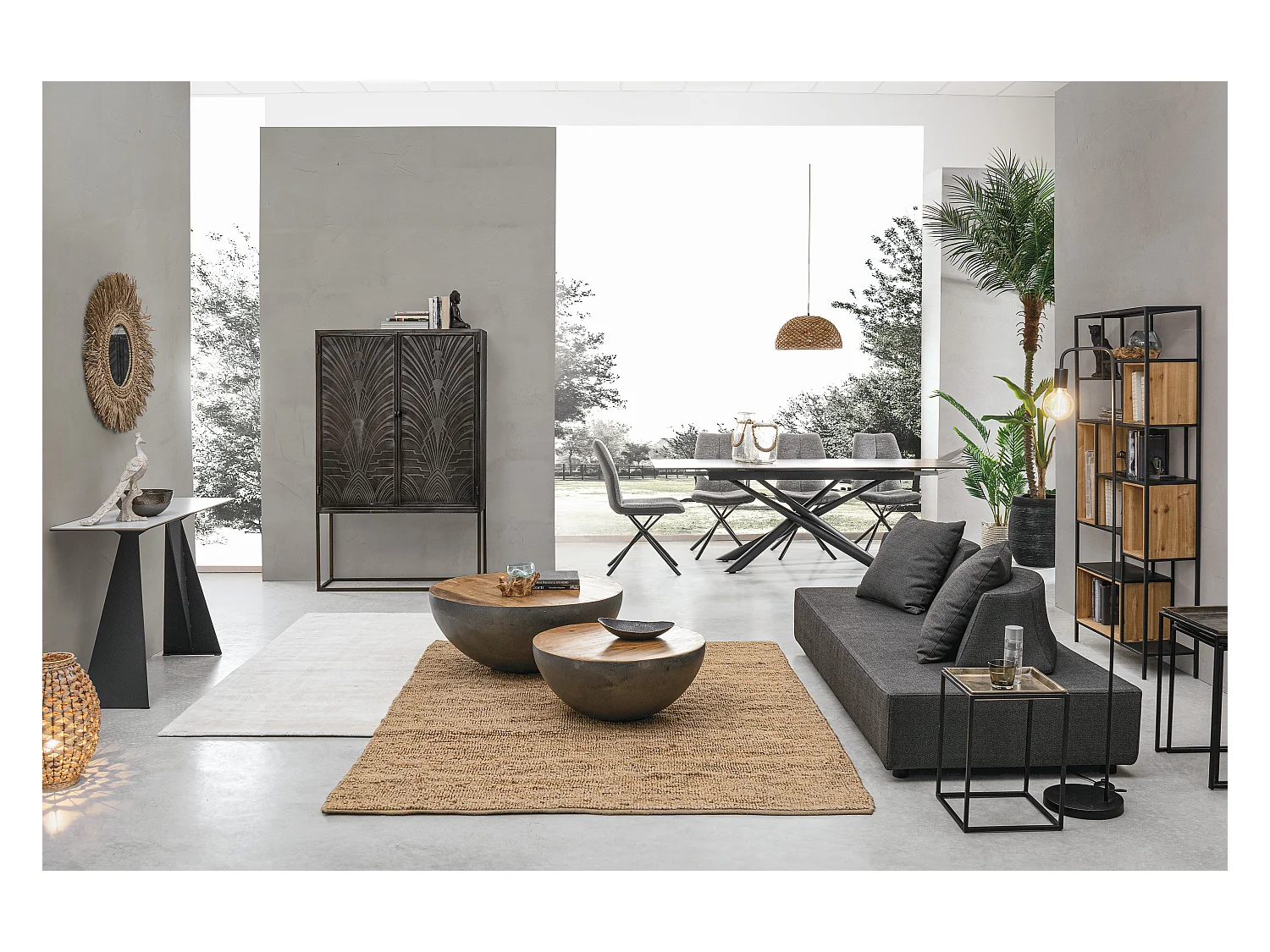 Table basse carrée aluminium vieillie Amina - Lot de 3