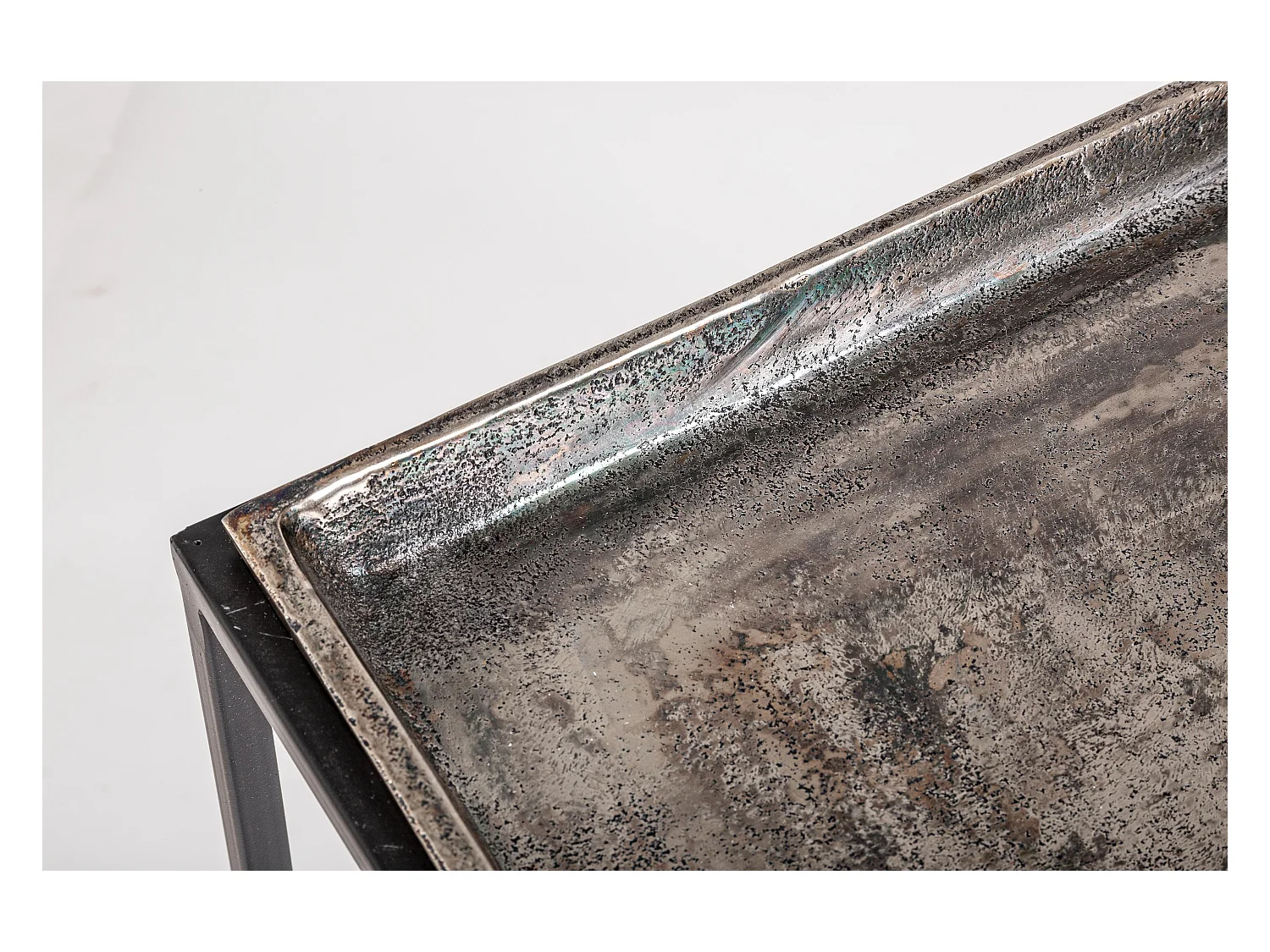 Table basse carrée aluminium vieillie Amina - Lot de 3