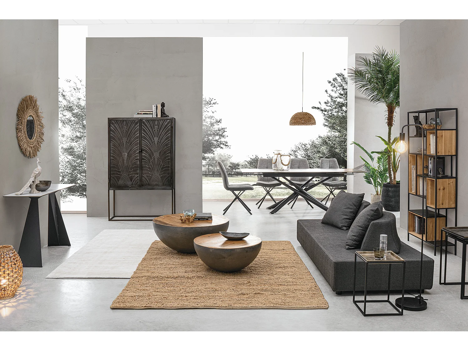 Table basse carrée aluminium vieillie Amina - Lot de 3