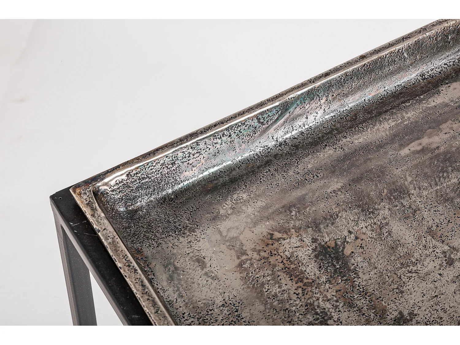 Table basse carrée aluminium vieillie Amina - Lot de 3