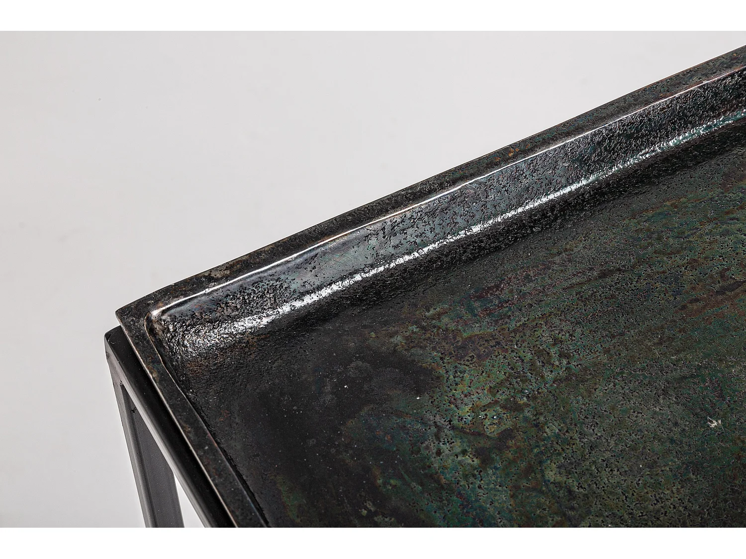 Table basse carrée aluminium vieillie Amina - Lot de 3