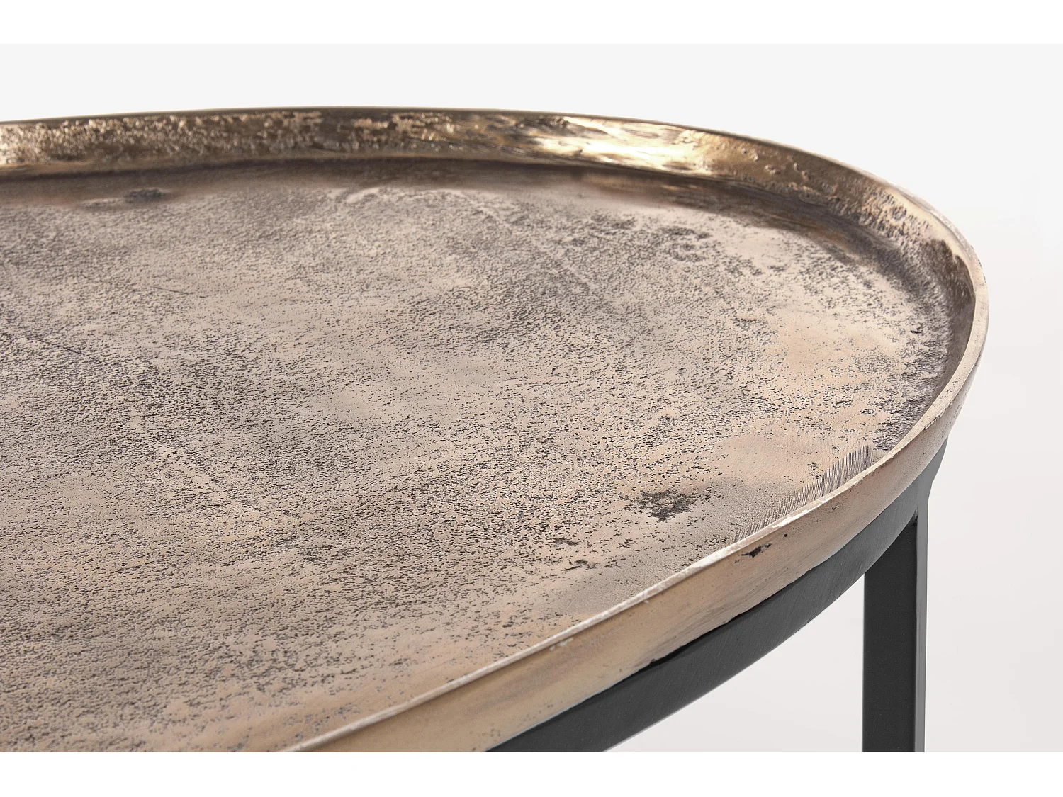 Table basse ovale aluminium et pieds en acier Amina - Lot de 2