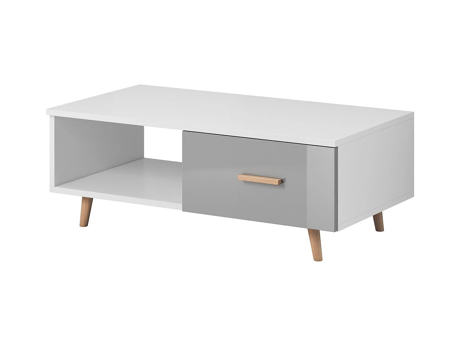 Salontafel in Scandinavische stijl mat wit en grijs gelakt Kunamy 110 cm