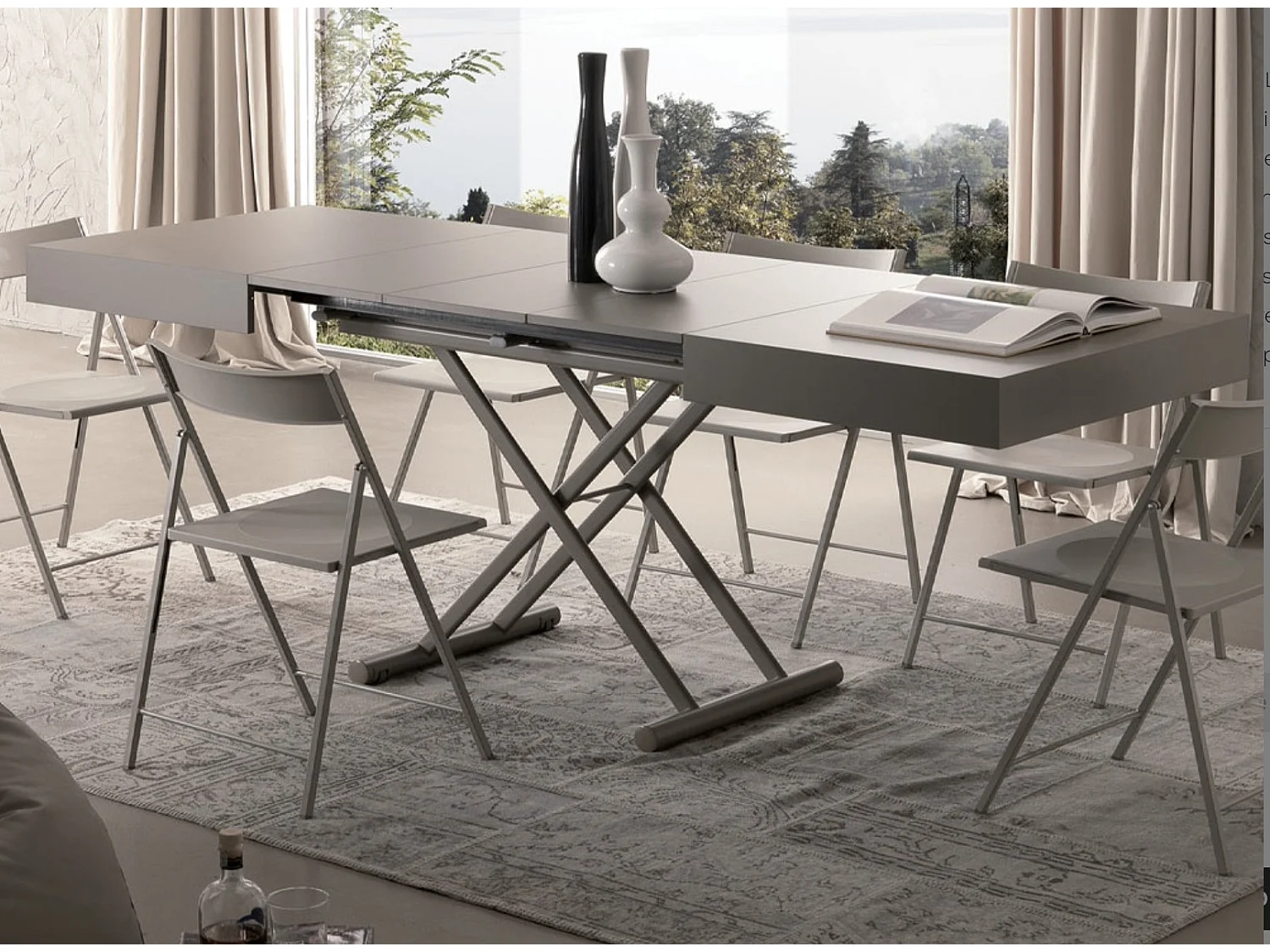 Table basse relevable et extensible beige foncé Alexandra 120-153-186 et 220cm