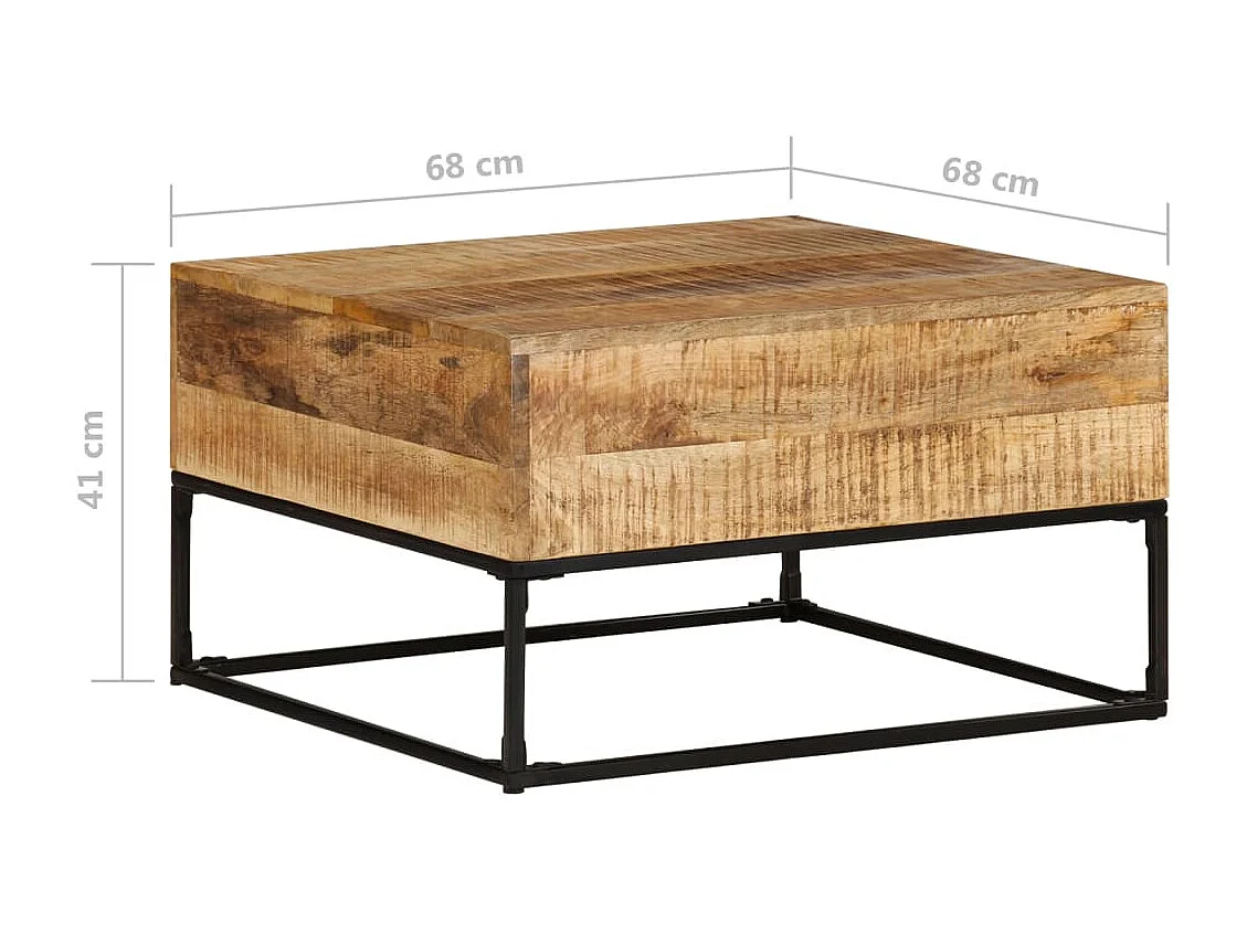Table basse 68x68x41 Bois de manguier brut