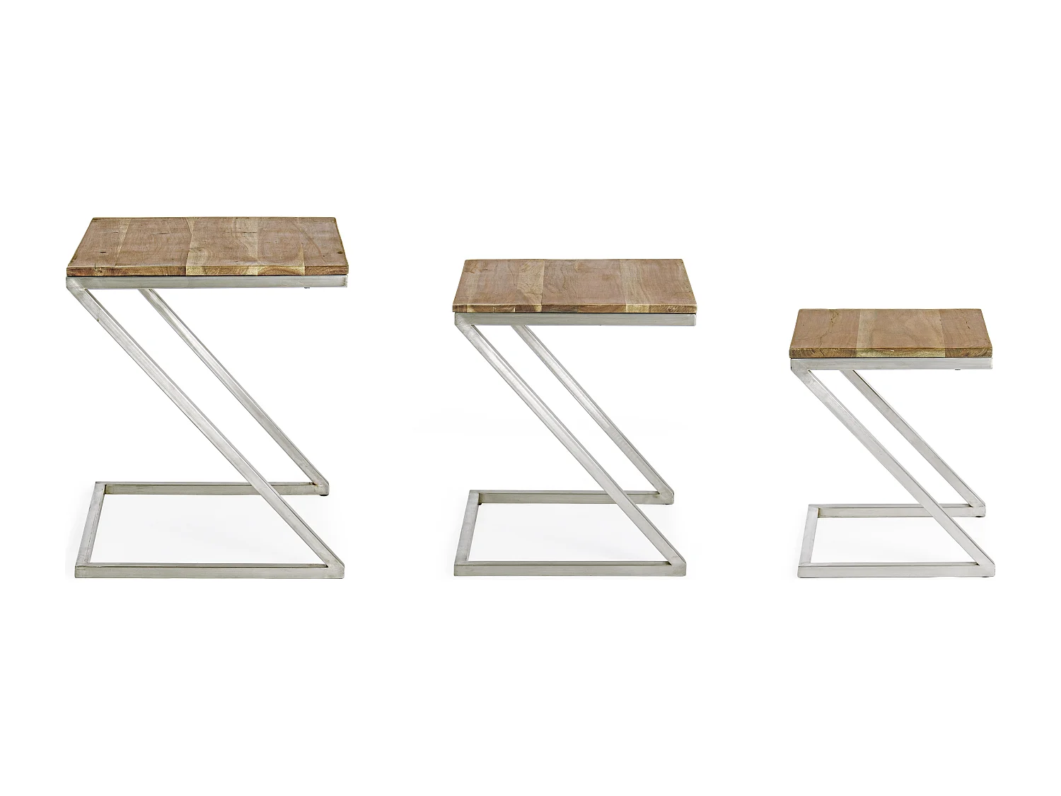 Table d'appoint en acacia et acier Obito - Lot de 3