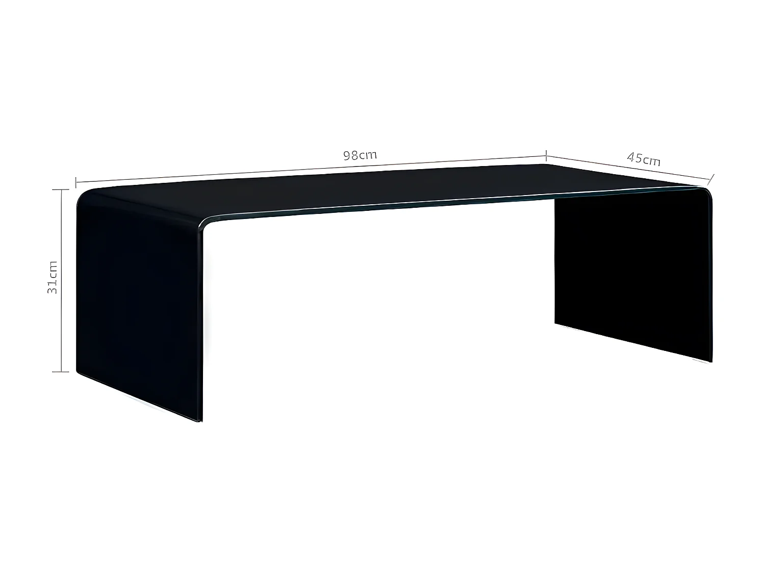 Table basse rectangulaire verre trempé noir Shaimi