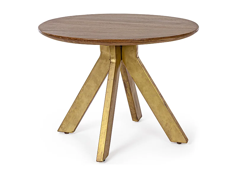 Table basse ronde en bois de manguier bicolore Sam - Lot de 2