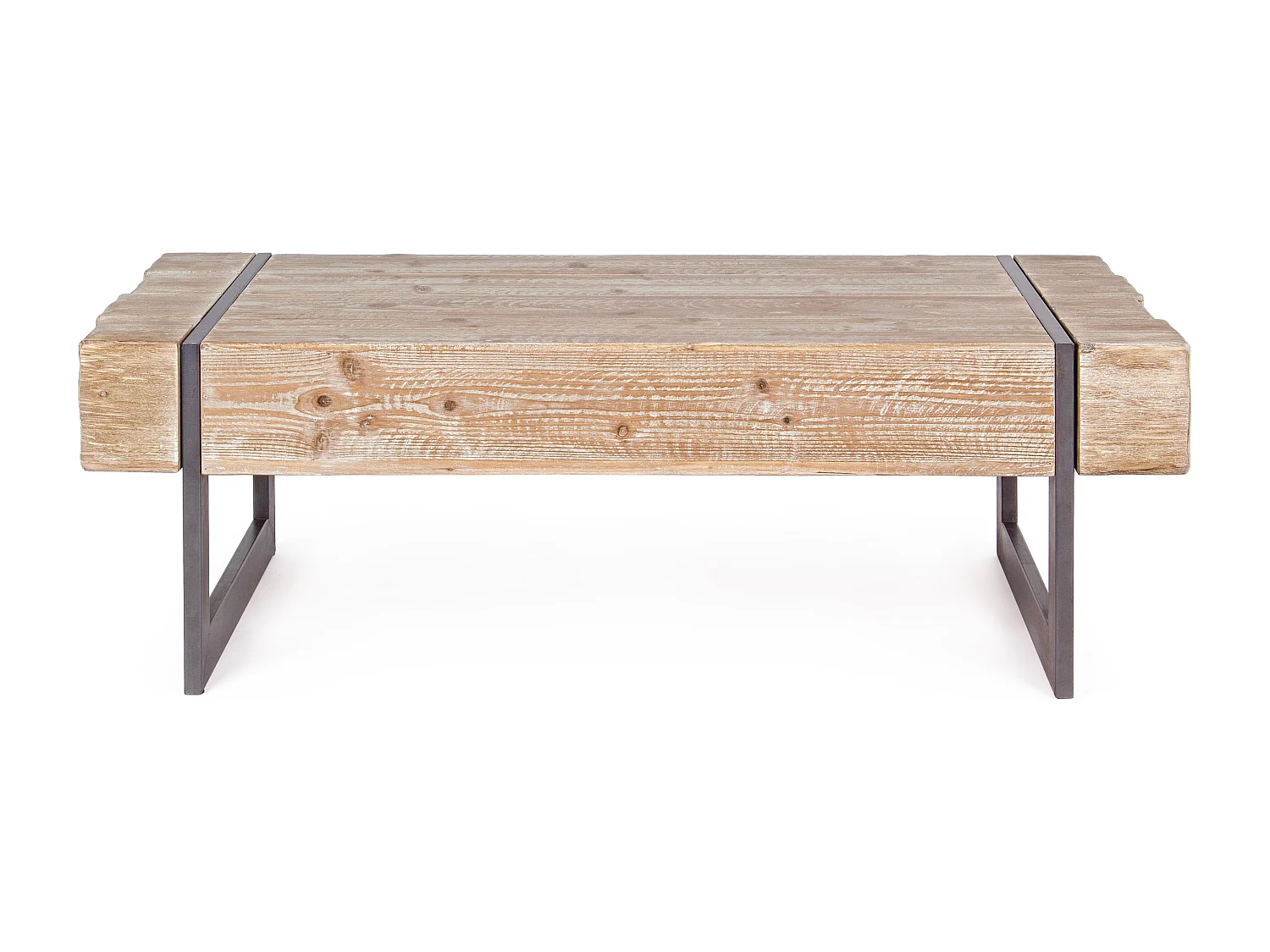 Table basse en bois de sapin et pieds acier noir Garty 120cm