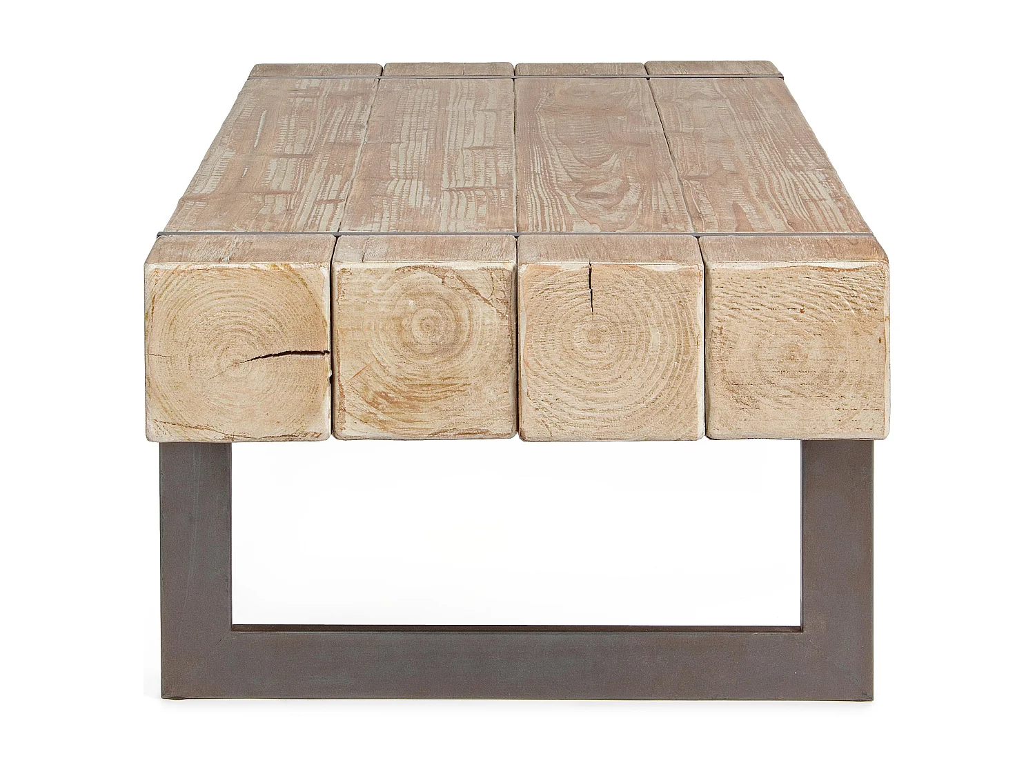 Table basse en bois de sapin et pieds acier noir Garty 120cm