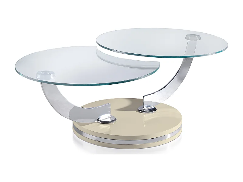 Gelede beige gelakte salontafel met gesynchroniseerd draaimechanisme Modena