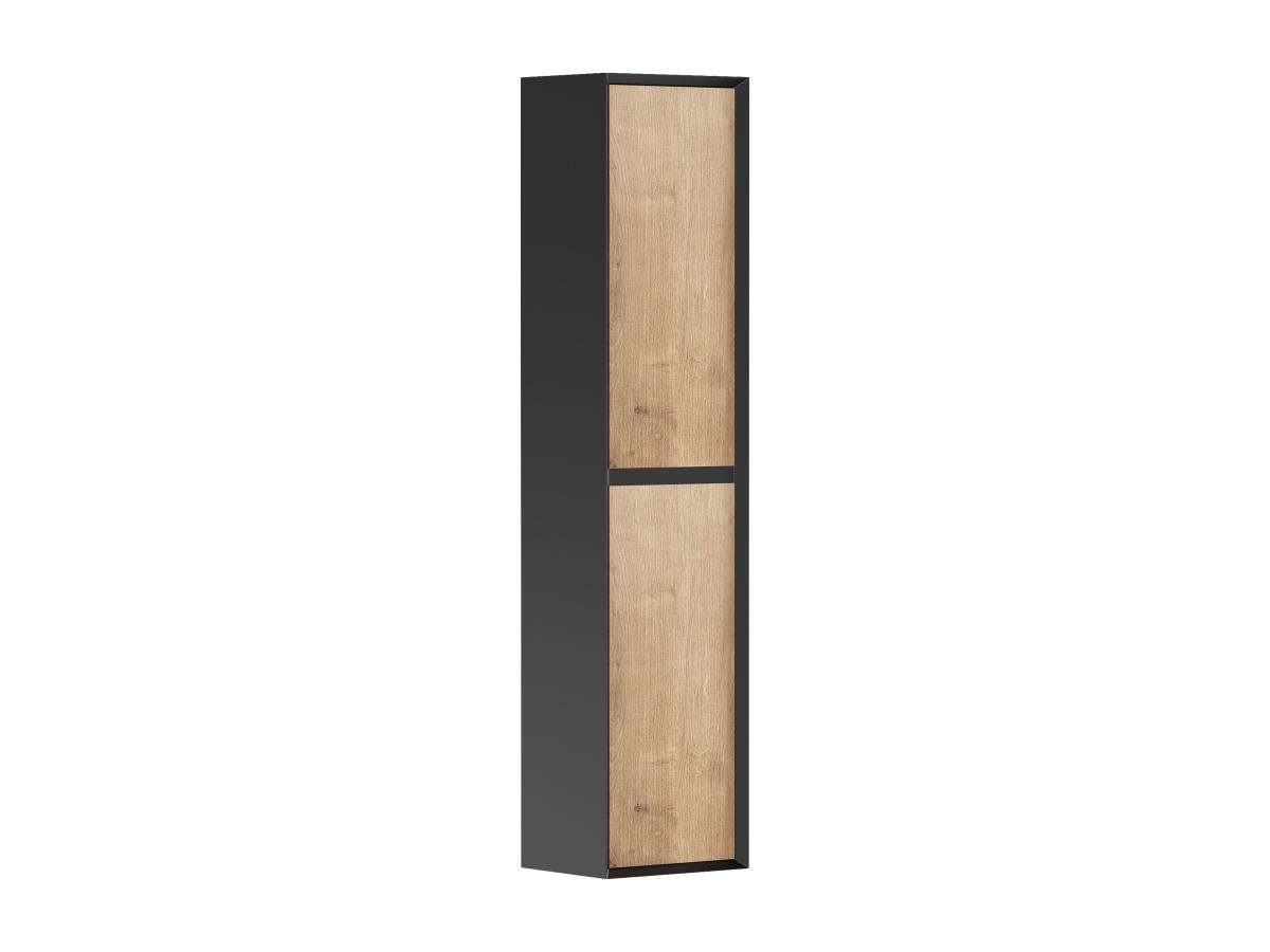 Badhochschrank - Holzfarben hell & Schwarz - 140 cm - LANNICK günstig online kaufen