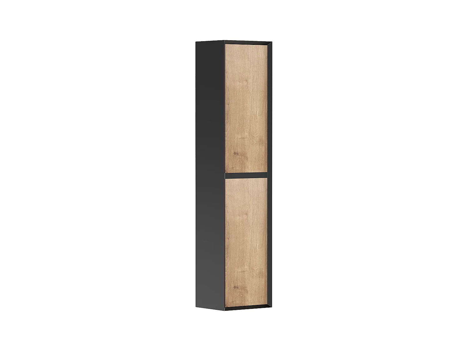 Armario de baño - Color natural claro y negro - 140 cm - LANNICK