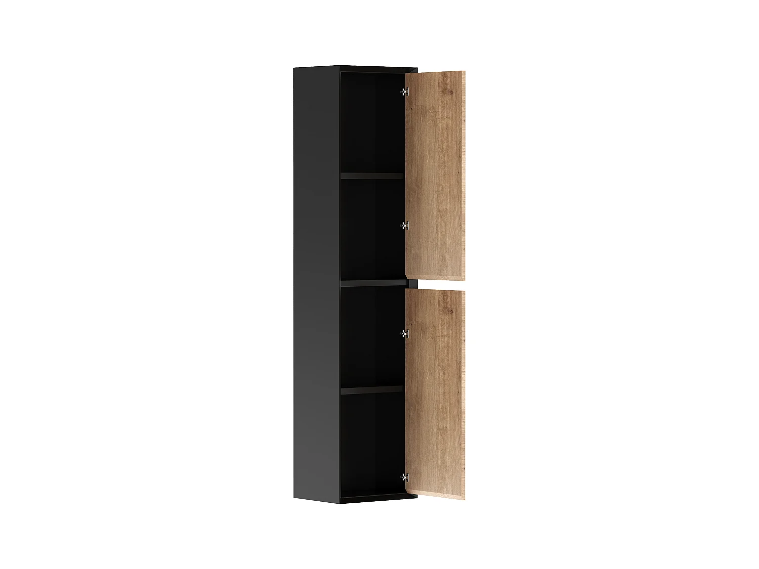 Armario de baño - Color natural claro y negro - 140 cm - LANNICK
