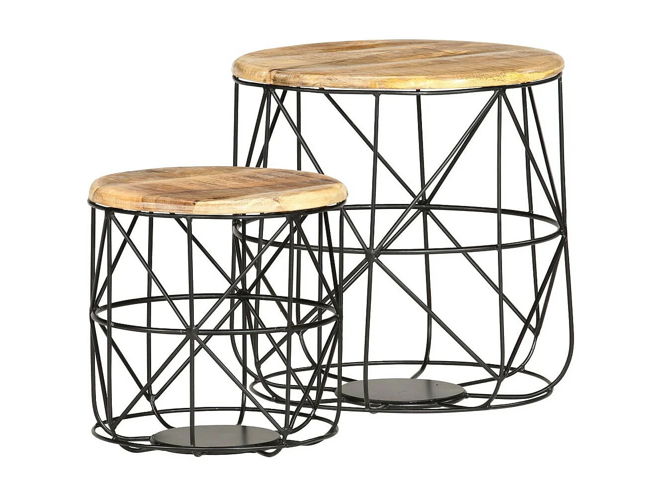 Tables basses 2 pcs Bois solide de manguier