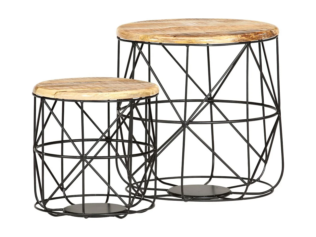 Tables basses 2 pcs Bois solide de manguier