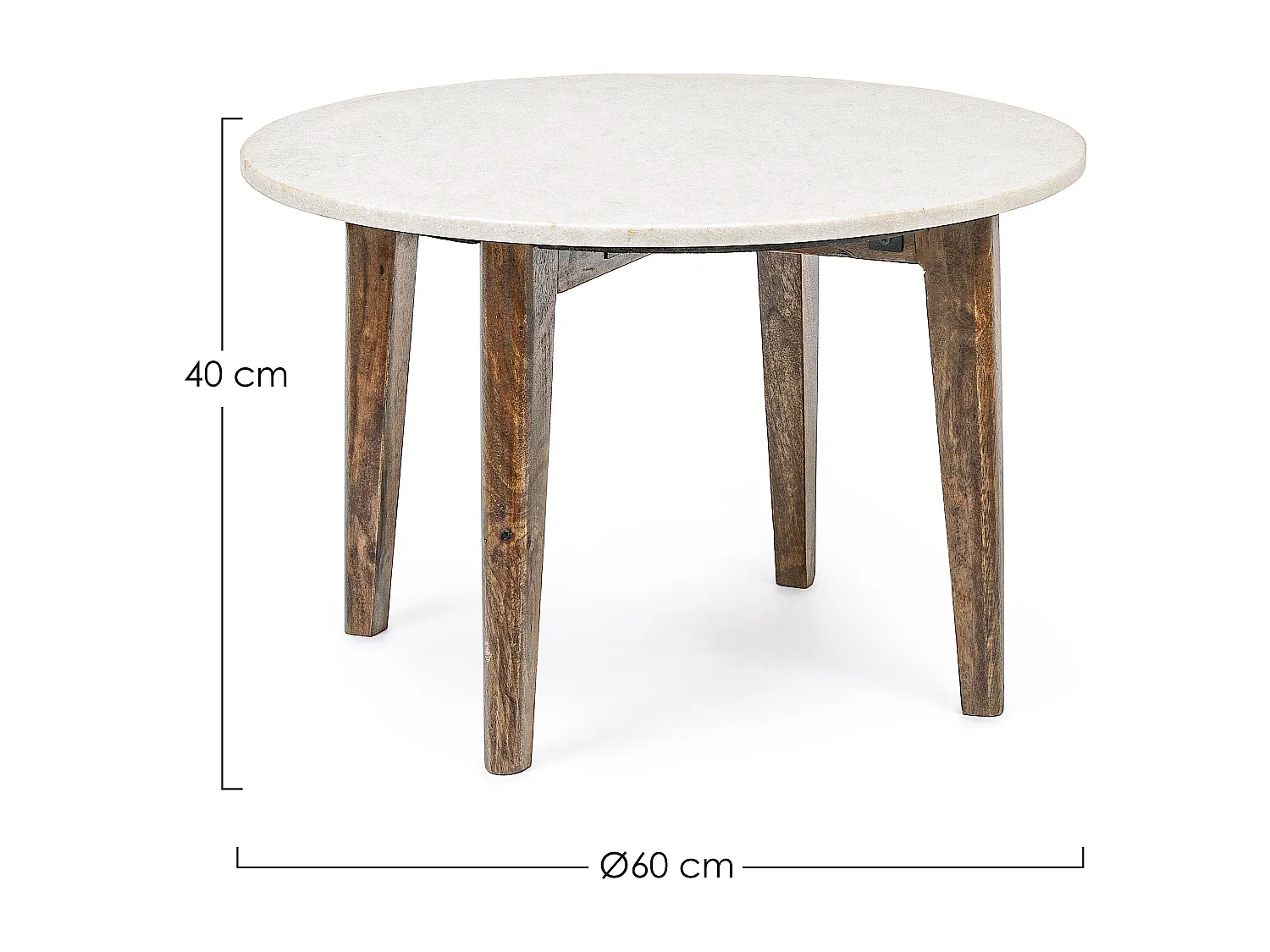Table basse ronde marbre blanc et marron Sylvie - Lot de 2