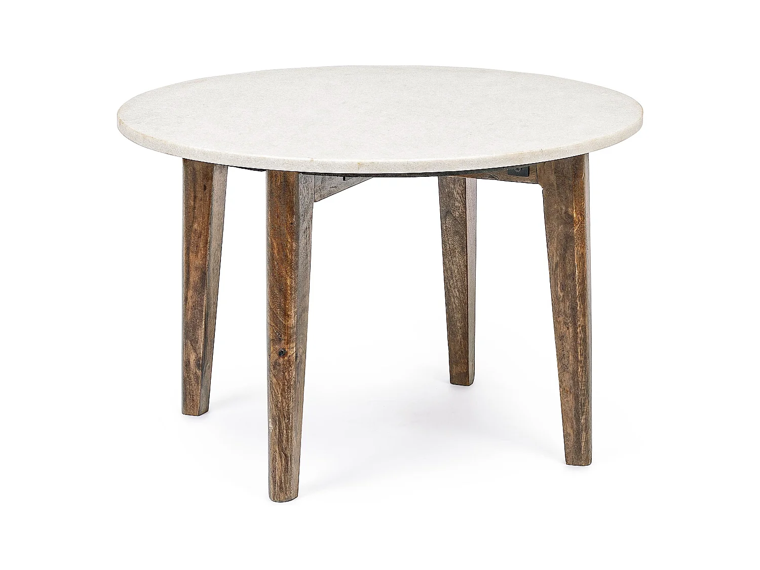 Table basse ronde marbre blanc et marron Sylvie - Lot de 2