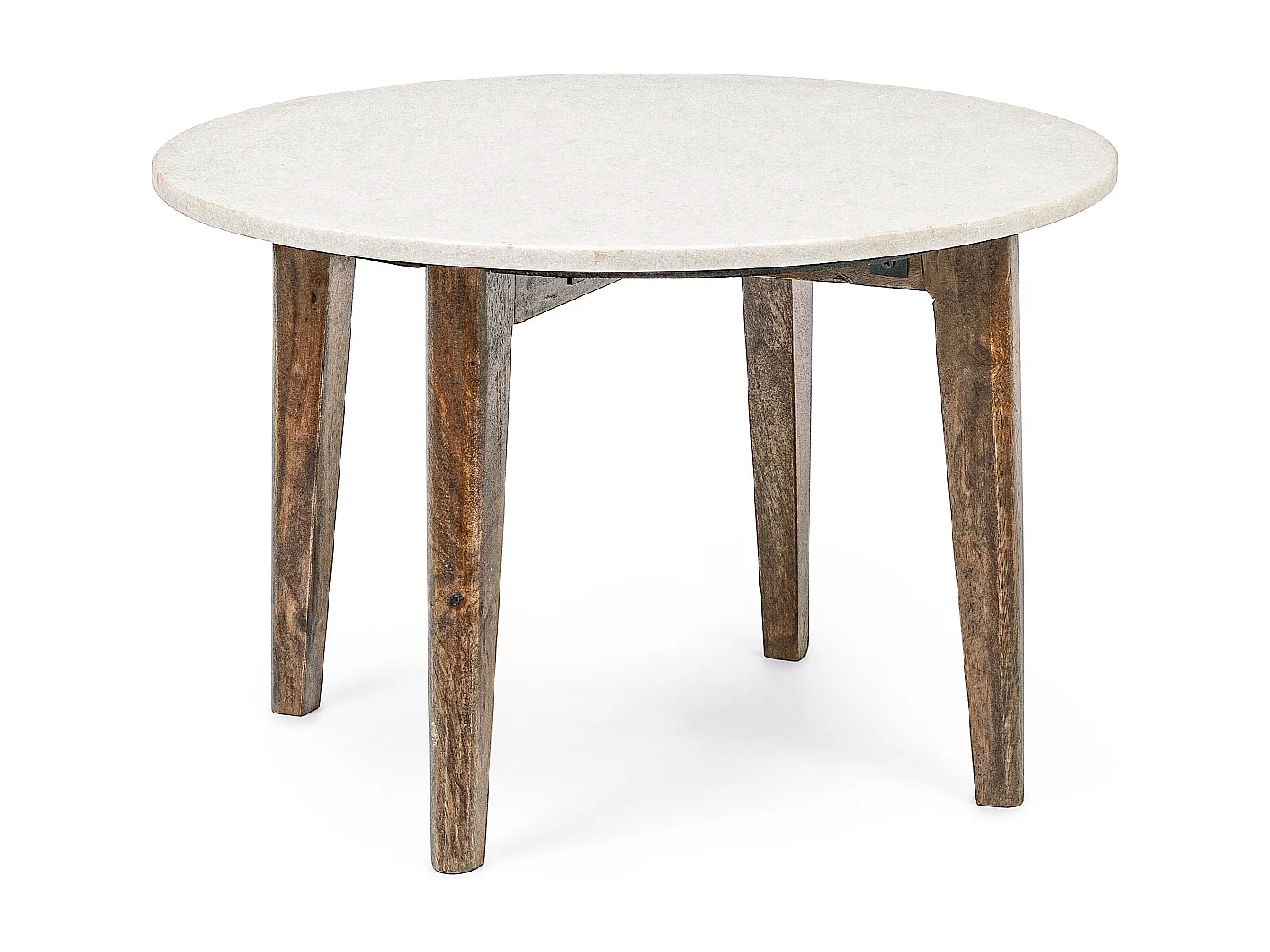 Sylvie ronde salontafel in wit en bruin marmer - Set van 2